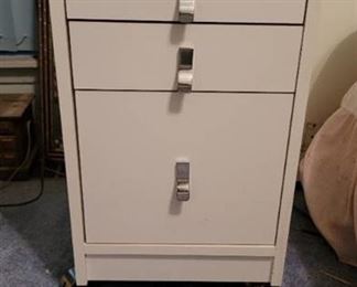 White Bedside Table on Casters