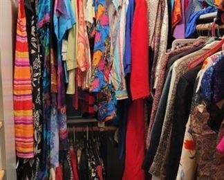 Contents of Closet - Master Bedroom - Womans Clothes Mostly New with Tags or Vintage Blouses and Dresses Sizes S-M