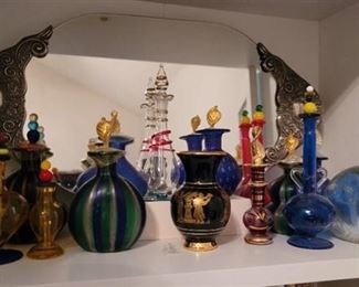 Contents of Shelf - Miniture Blown Glass Genie Bottles