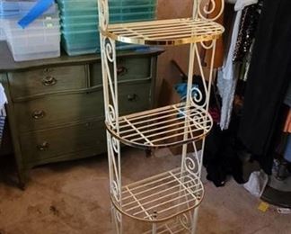 4 Tier Metal white with Brass Details Plant Stand Shelf