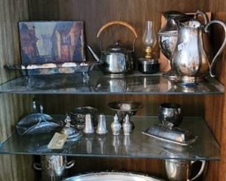 Contents of Shelf - Lot of Sterling Silver Serving Dishes 