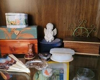 Contents of Shelf - Trinket Boxes and Nick Nacks -