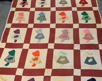 Sun bonnet Sue quilt, hand stitched