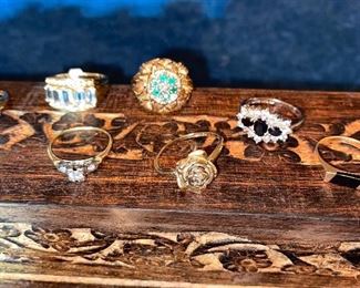 Diamonds, Sapphires, Emeralds, Aquamarine. Gorgeous rings. 