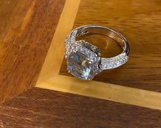 Absolutely STUNNING aquamarine and 18K white gold surrounded by diamonds to make it SING! So sparkly, so sweet, Simply decedent. 