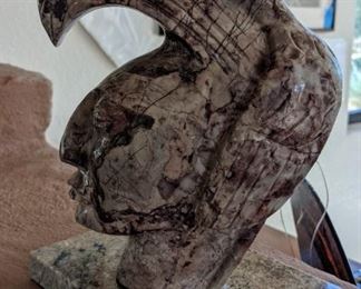 Picasso Marble Mayan Chief with Duck Bust 