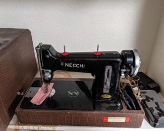 Vintage Necchi Sewing Machine Black with case