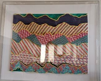 Mixed Media Mountains Encased in Heavy Plexiglass Frame 21 1/2 X 27" 