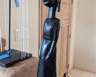 African Hand Carved Young Woman Sculpture