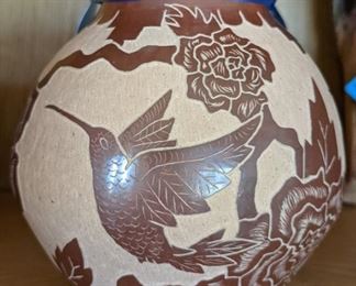 Gwen Tafoya Red Sgrafitto Santa Clara Pottery	