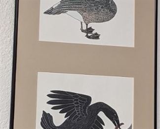 Wood Block Goose and Crow