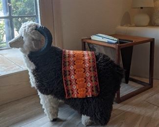 Navajo Ram; Brown Sheep Skin; Hand Woven Tapestry; MCM Teak Magazine Rack