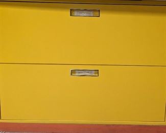 MCM Yellow Metal Horizontal File Cabinet