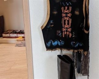Hand Painted Southwest Vest, Black Riding Boots