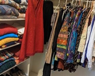 Vintage Christine Fowley Sweaters; Peruvian Connection, J. Crew, Chico's, United Colors of Benetton, Sac's 5th Avenue, St. John's Bay, Adrienne Vitadini; Dozen Salvatore Ferragamo Shoes, Riding Boots
