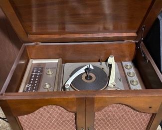 Vintage record player stereo console