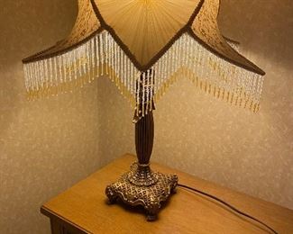 Antique table lamp with gorgeous shade