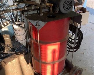 High pressure washer on 30 gallon barrel with wheels