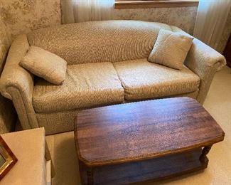 Loveseat, vintage coffee table