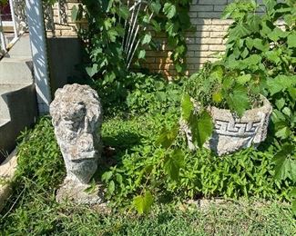 Concrete (pair) lion and planter