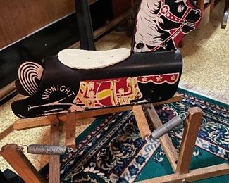 Wood and spring child's rocking horse toy