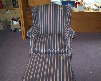 STRIPED WING CHAIR & OTTOMAN