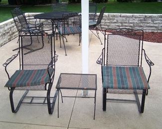 PAIR OF PATIO ROCKERS & SIDE TABLE