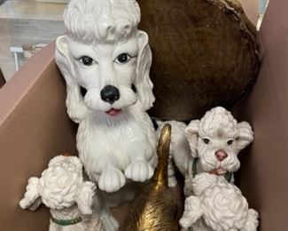 Ceramic poodle family 