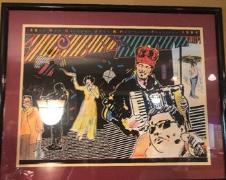 Signed Jazz Festival poster- feature Aron Neville