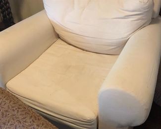 2 chairs and ottoman/ these are white and include chair and ottoman covers - Williams Sonoma 
