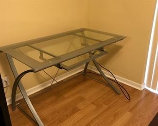 Glass Computer Desk with Keyboard Tray: $50