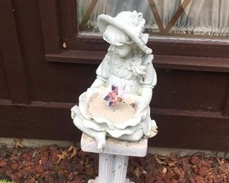 Outdoor Garden Sculpture, Stone Garden Figures, Girl with Flowers