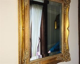 Gold Rectangle Beveled Wall Mirror