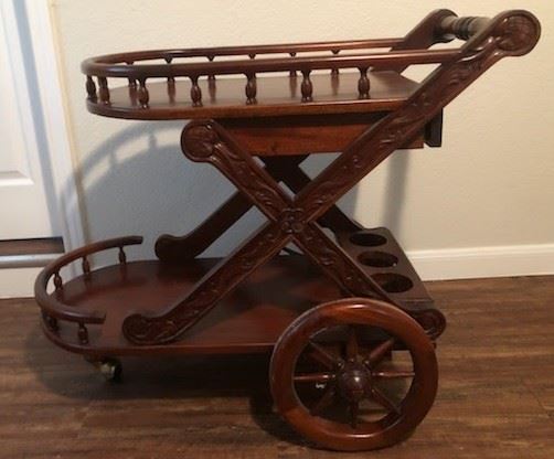 Mahogany Wood Serving Cart