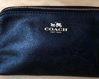 Coach Crossgrain Leather Large Cosmetic Case Black