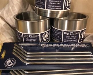 New Stainless Steel True North Brand Dip Chillers and Straws