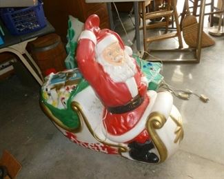 Coolest Santa on Sleigh Blow Mold (has a small bit of damage on the ball of his hat)