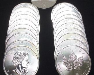 23 ONE OUNCE SILVER CANADIAN MAPLE LEAF COINS  #2