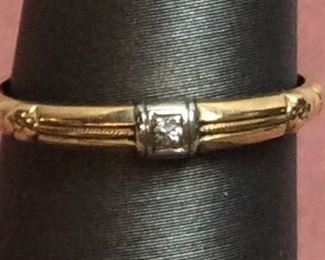 14 K THIN GOLD BAND WITH CZ