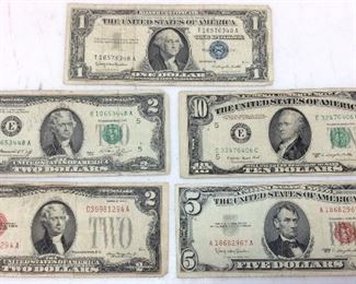 $2 & $5 RED SEAL, $1 BLUE SEAL, 1950