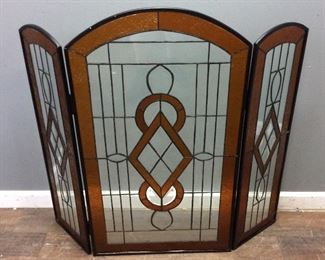 STAINED GLASS FIREPLACE COVER