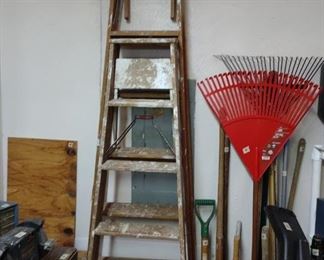 garage ladders, yard tools