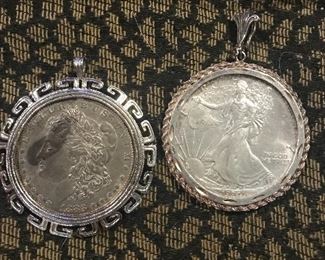 Silver coin pendants 