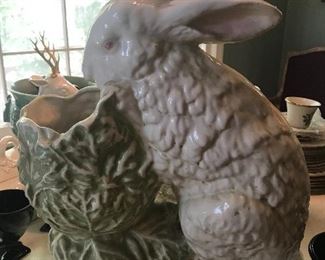 3ft tall vintage ceramic bunny planter from Italy