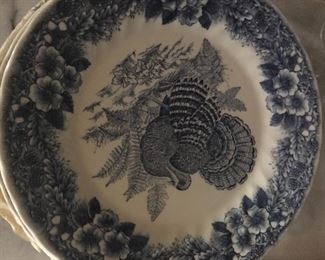 Large collection of English blue and white transfer ware 