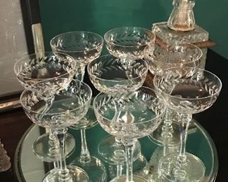 Stunning French cut crystal champagne coups