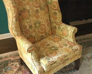 Pair of 1950s Williamsburg Colonial wingbacks…super well made