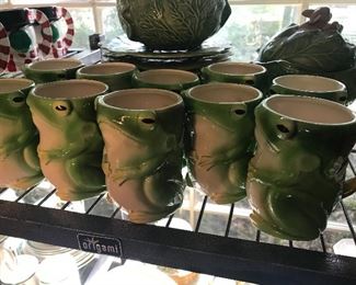 Fabulous 1960s FROG pottery mugs