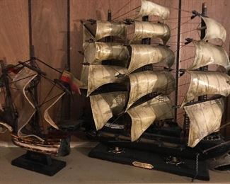 Several old ship models