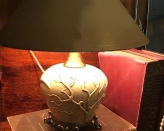 Great early American pottery lamp.
Antique jar converted to lamp
